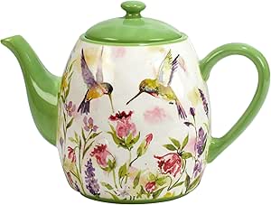 Amazon.com | Hummingbirds Ceramic Teapot, 40 oz – Watercolor Floral ...