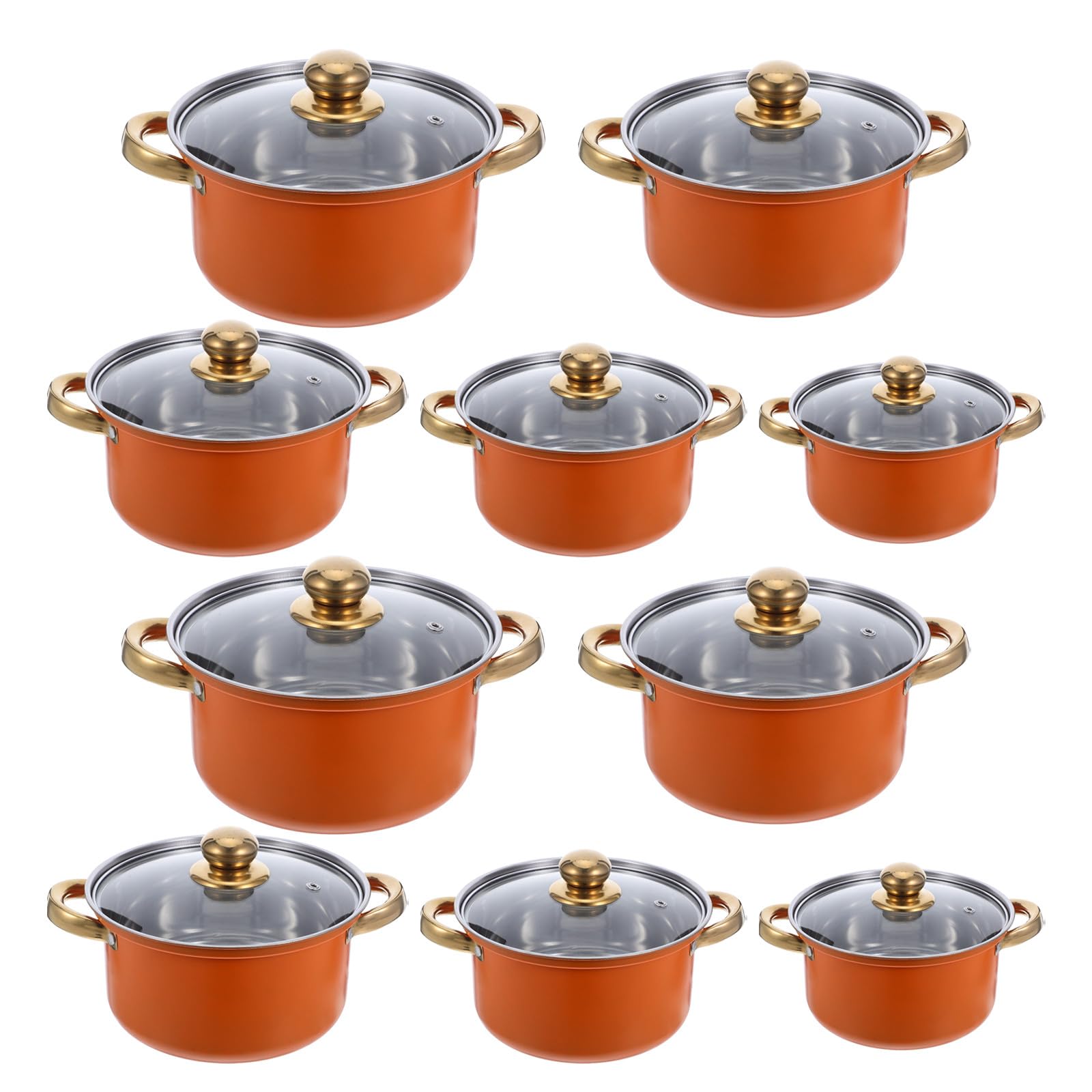5 set di pentole da cucina: pentole e padelle in acciaio inossidabile, pentola con casseruola e pentola con coperchi in vetro per la maggior parte dei fornelli.