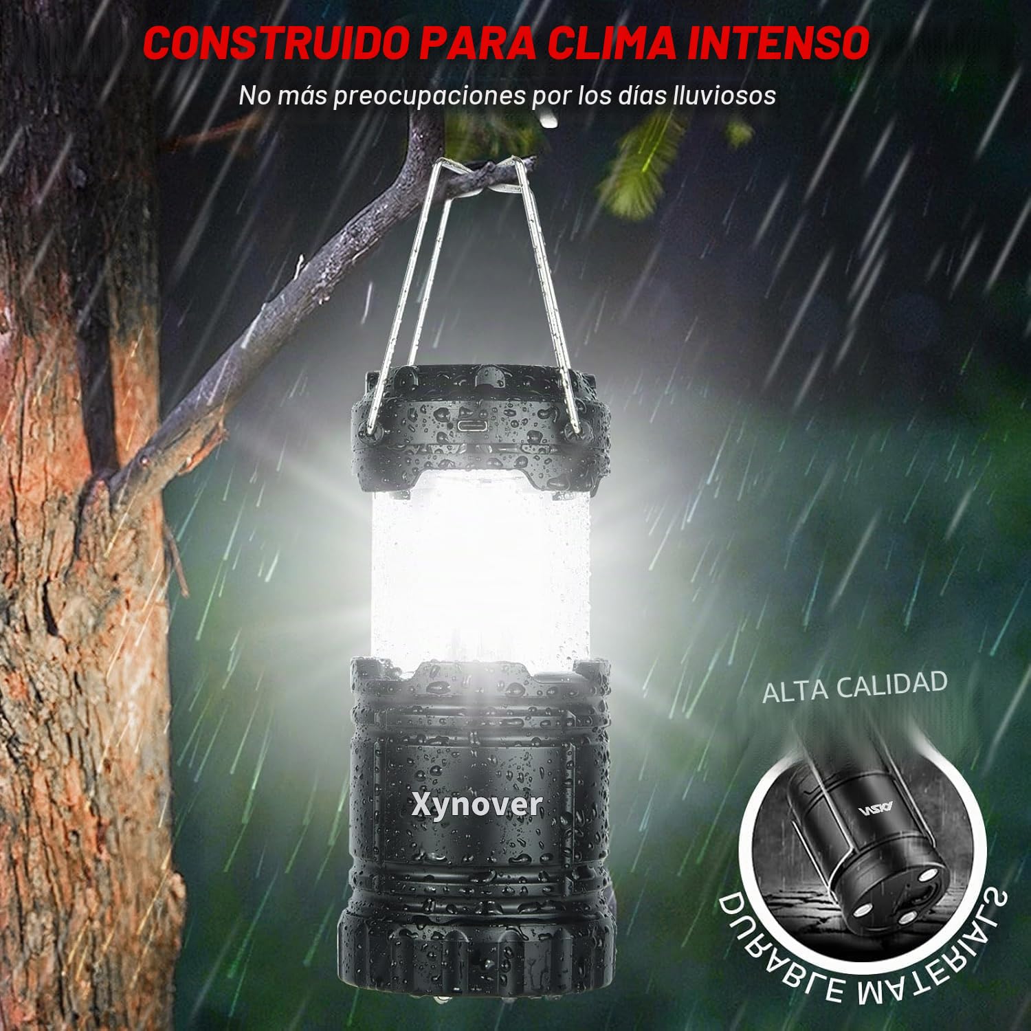 Xynover Paquete de 4 linternas solares para camping, LED recargables con batería USB/solar/AA, base magnética, gancho para colgar, plegable, impermeable para emergencias, senderismo, huracán