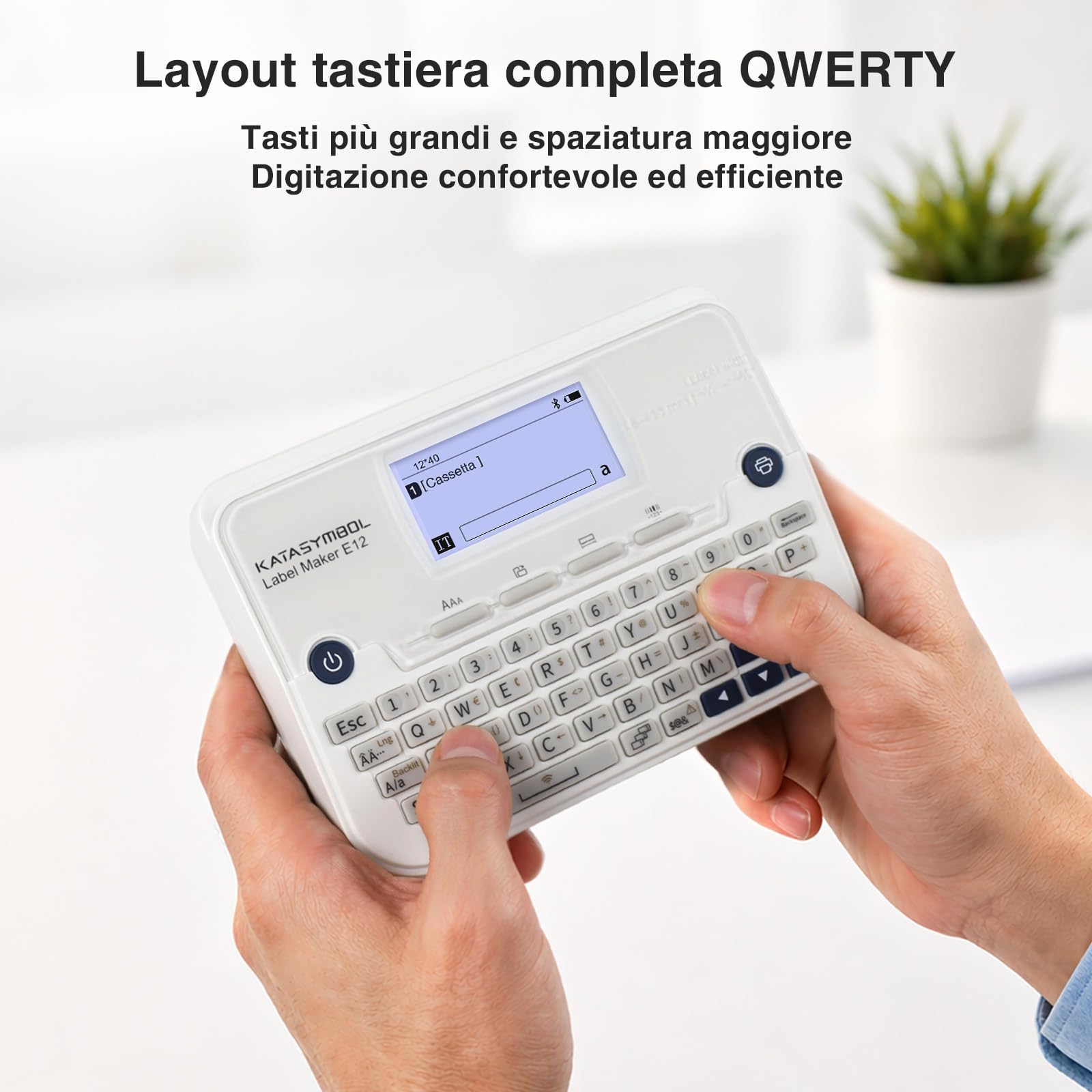 SUPVAN E12 - Etichettatrice con tastiera QWERTY, schermo grafico retroilluminato, per casa, ufficio e scuola, colore: bianco
