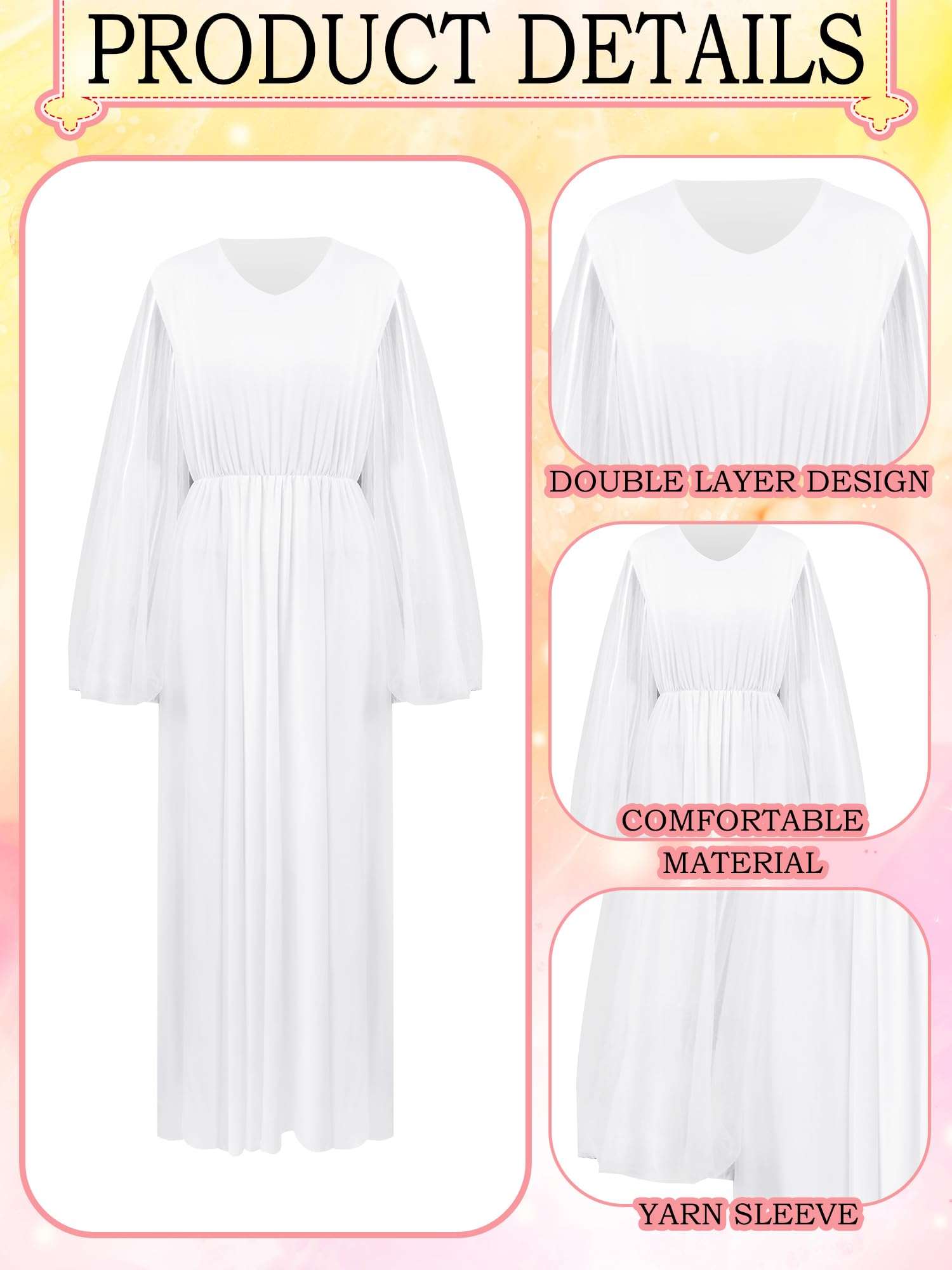 Xaatren Halloween Angel Costume with Wings and Headband White Angel Dress with Silver Belt for women Halloween Xmas(One Size)