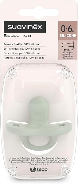 Suavinex, Schnuller aus Silikon, für Babys 0-6 Monate, Schnuller mit physiologischem Sauger Sx Pro, Symmetrisch, Superweich und Flexibel, Einschlafschnuller, Colour Essence, Grün - 3
