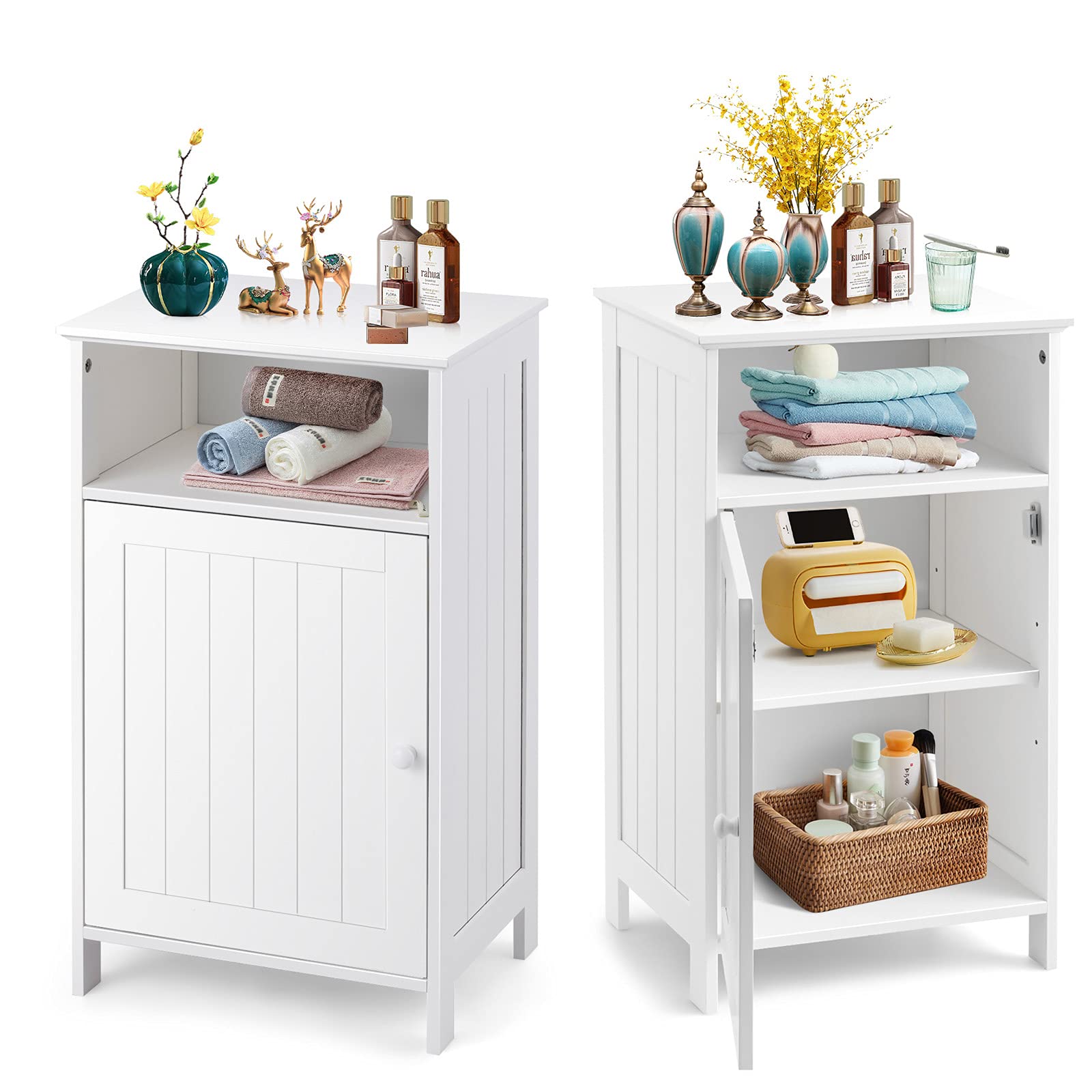 RELAX4LIFE Mobile da Bagno in Legno, Armadietto Bagno Salvaspazio, Mobiletto Multiuso per Corridoio e Ingresso, 40 x 30 x 70 cm, Bianco