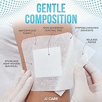 Vista 3 de JJ CARE Waterproof Adhesive Island Dressing [Pack of 25], 6” x 6” Sterile Bordered Gauze, Breathable Island Wound Dressing, Individually Wrapped