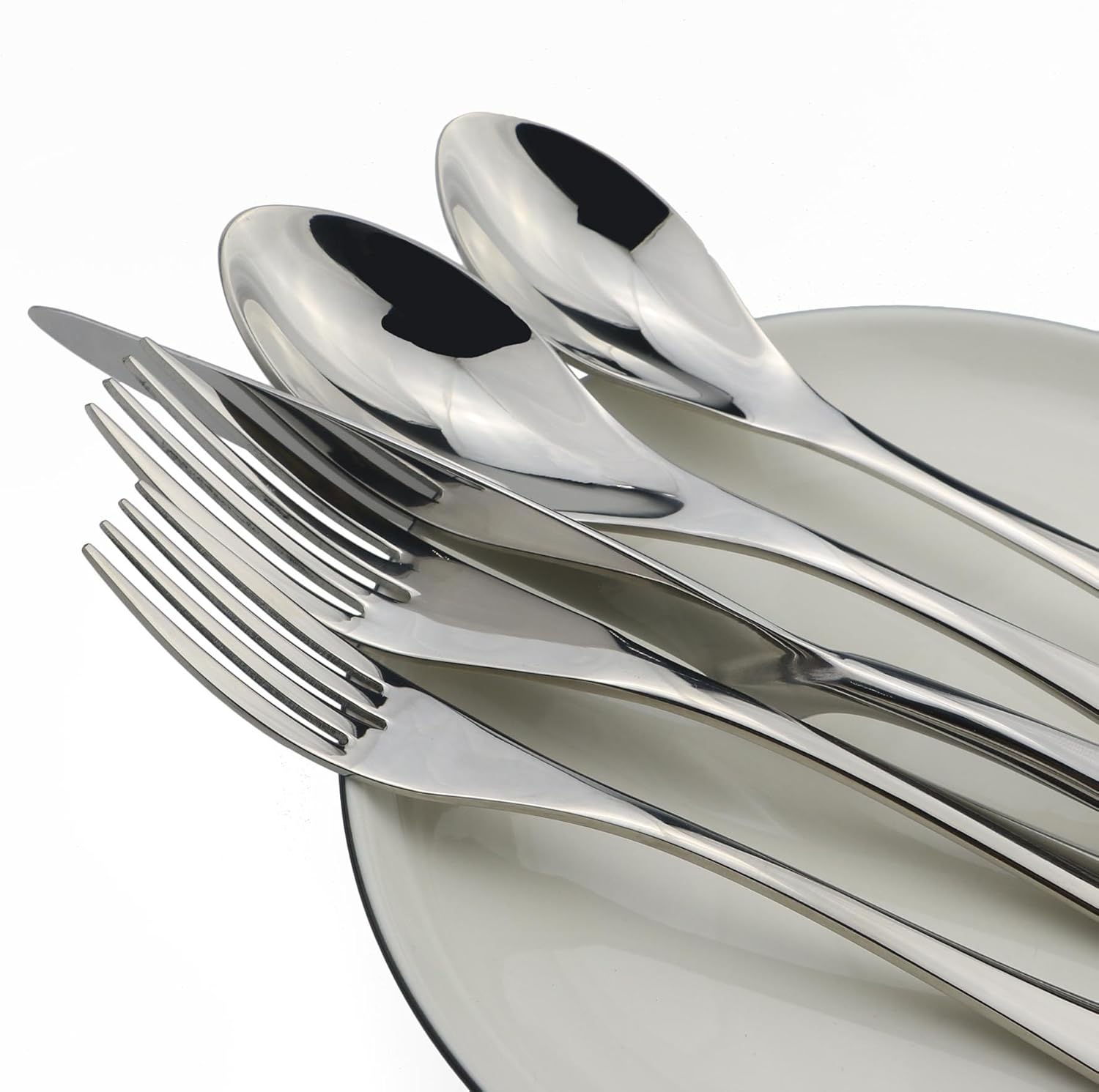 Luxury Mirror Polishing Silver 20 Pieces 18/10 Stainless Steel Steak Knife and Spoon Fork Silverware Set, Service for 4