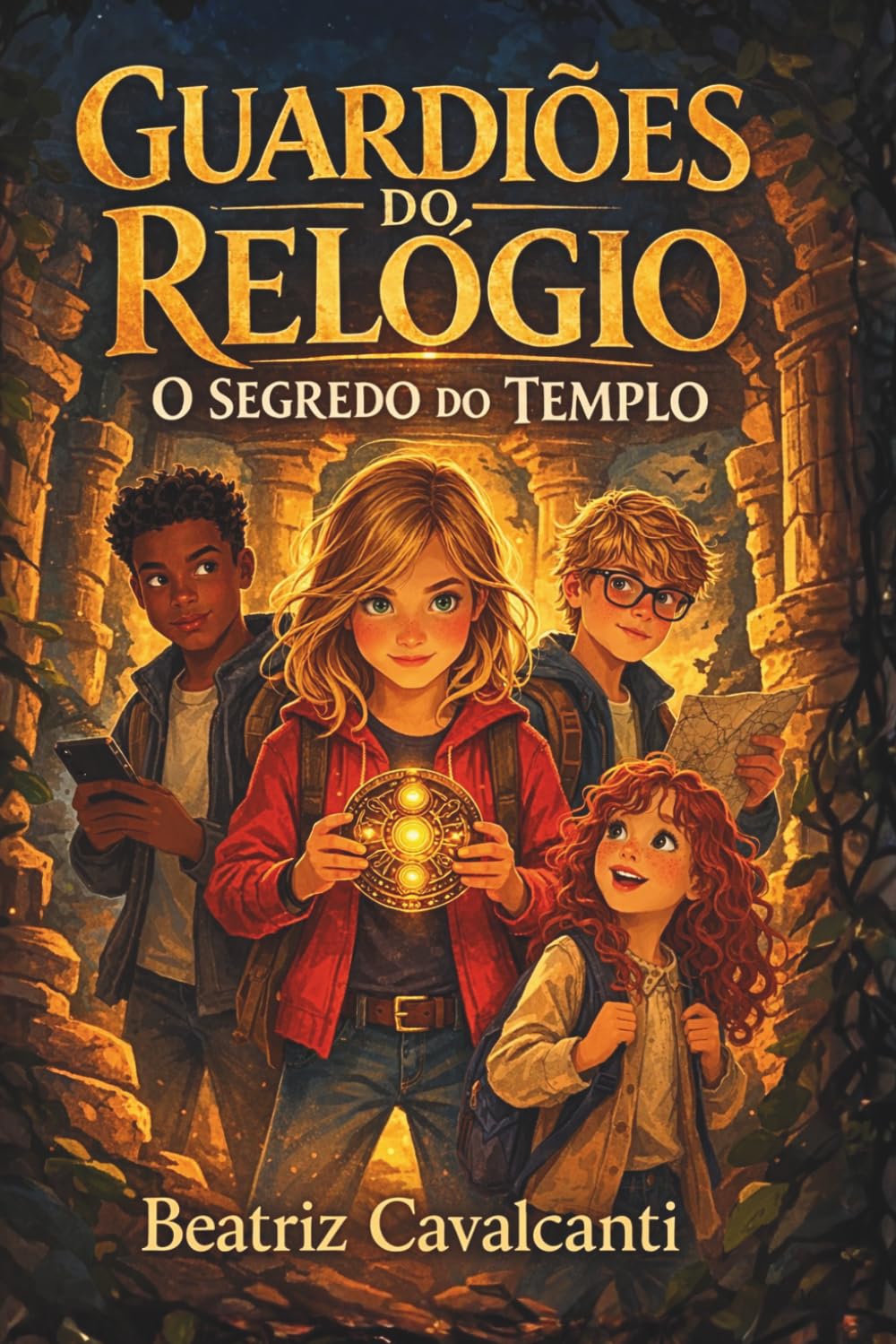 Guardiões do Relógio, O Segredo do Templo - Livro 1: Uma aventura no tempo sobre amizade e coragem, ideal para crianças de 9-13anos.