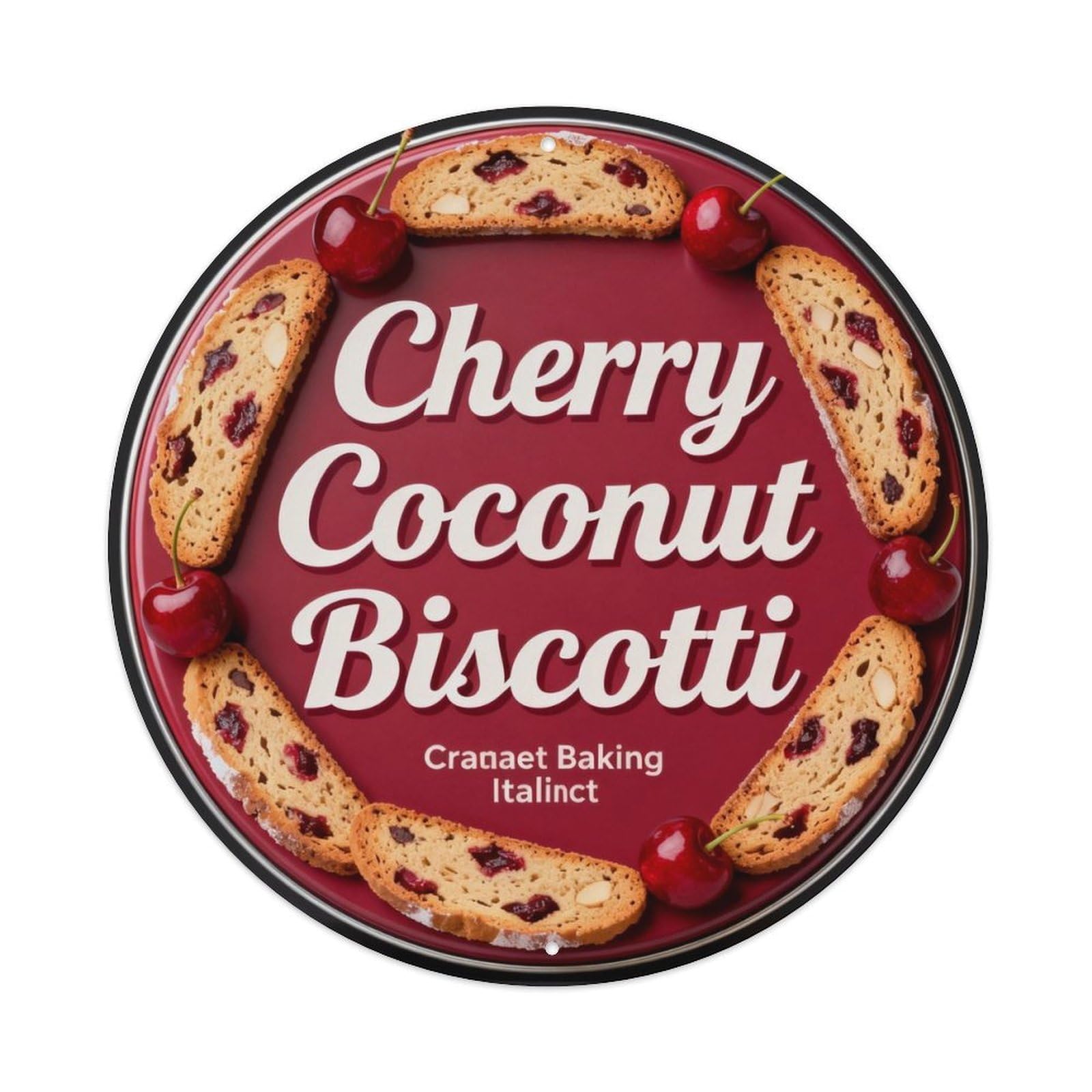 Cherry Coconut Biscotti Metal Tin Sign Plaque