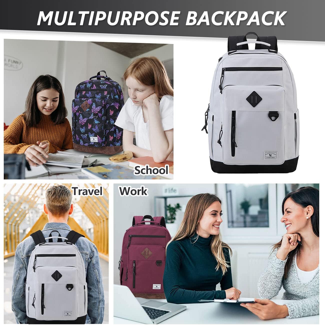 VX VONXURY Backpack for Men Women,Lightweight Girls Boys Bookbag with Mulitiple Pockets,Classical Water Resistant School Daypack - Image 7