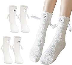 2 Pairs Holding Hands Fuzzy Socks Magnetic Hand in Hand Warm Socks