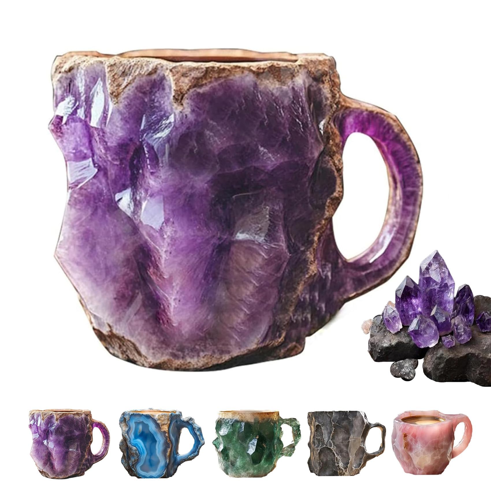 Mineral Crystal Coffee Mug,Multi-Colored Mineral Crystal Coffee Mug, Crystal Coffee Mug, Onyx Novelty Cute Mineral Coffee Mug for Coffee Tea Milk (Purple) โ image 1