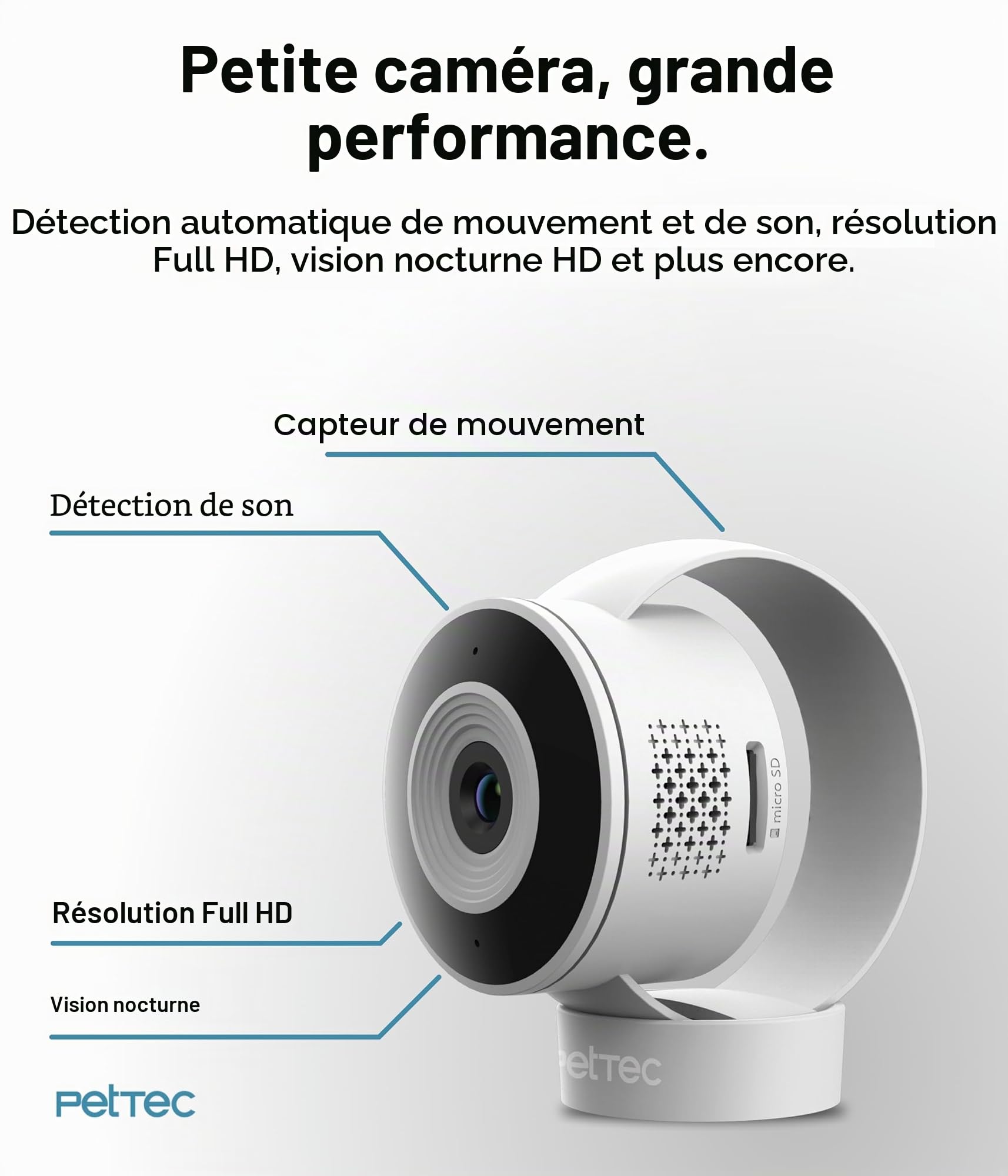 PetTec Cam Lite Lot de 2 - Camera Animaux Interieur, Caméra de Surveillance sans-Fil pour Chien/Animaux avec Appli, Détecteur Mouvement, Zoom, Haut-Parleurs, Vision Nocturne - Caméras WiFi Full HD