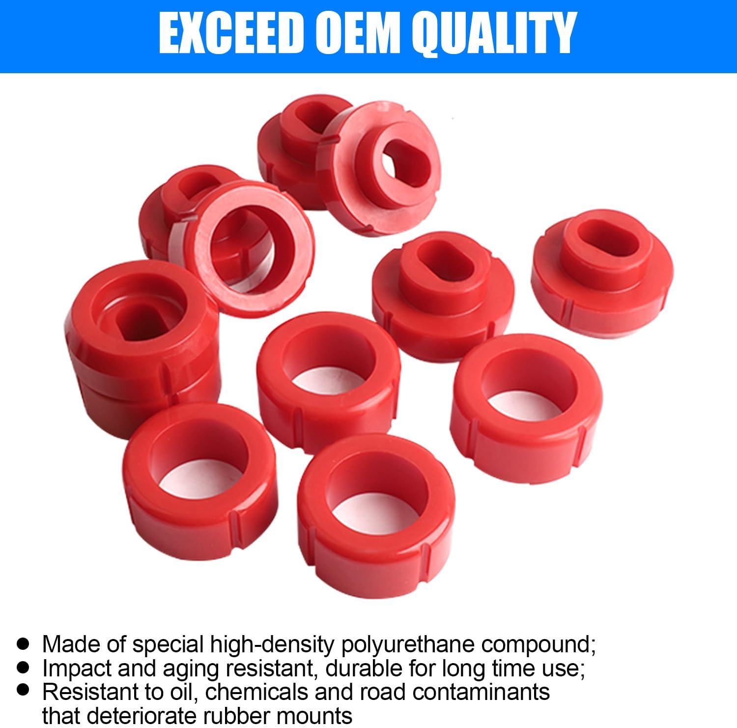 7-108 Body and Cab Mount Bushing Kit Compatible with C/R 10/20 K/V 10/20/30 1500/2500 2WD/4WD 1981-1987 Polyurethane Body Cab Mounts Red Fit for C/R 1500/2500 K/V 1500/2500/3500 81-87