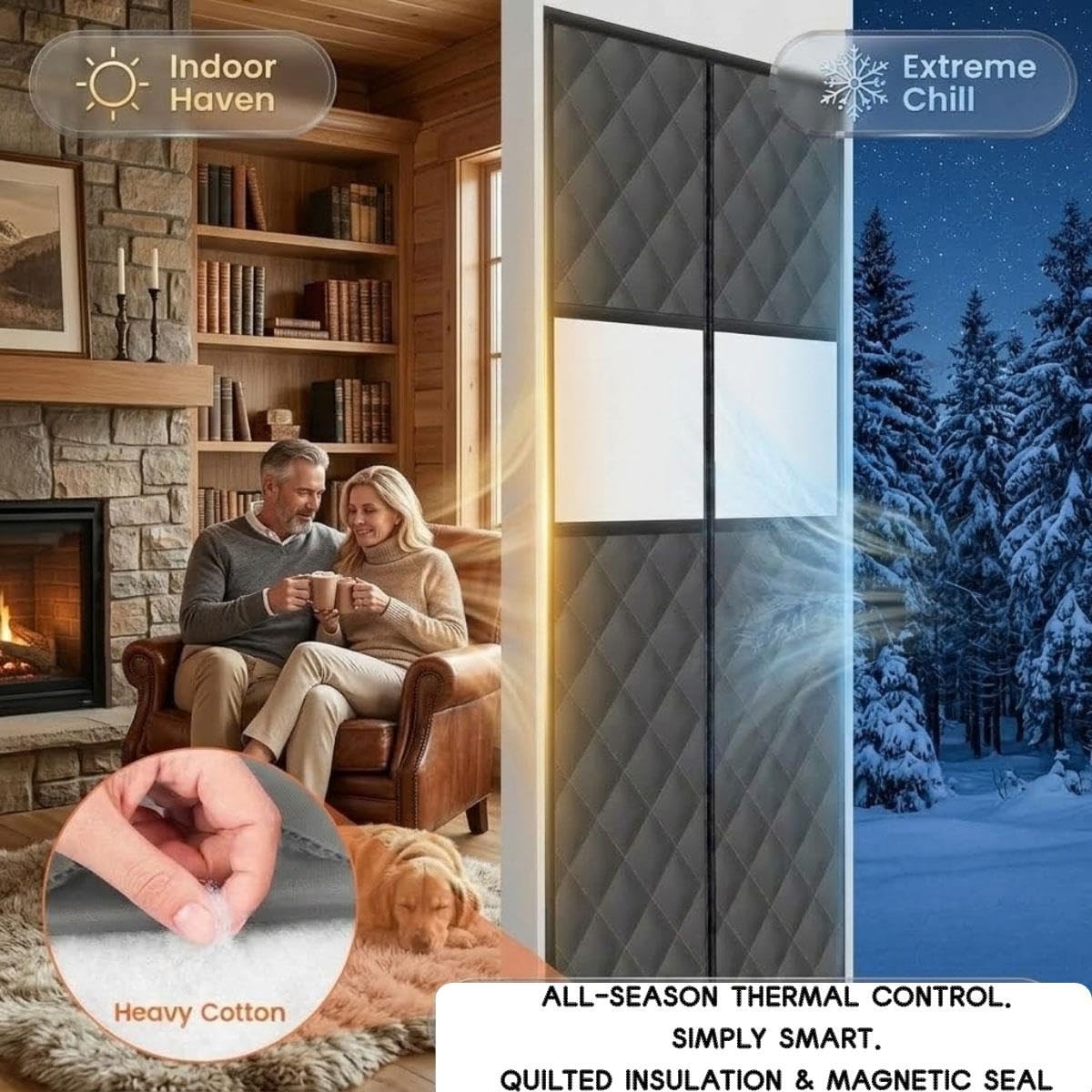 Cortina Magnética Aislante Con Ventana Transparente, Cortina Impermeable