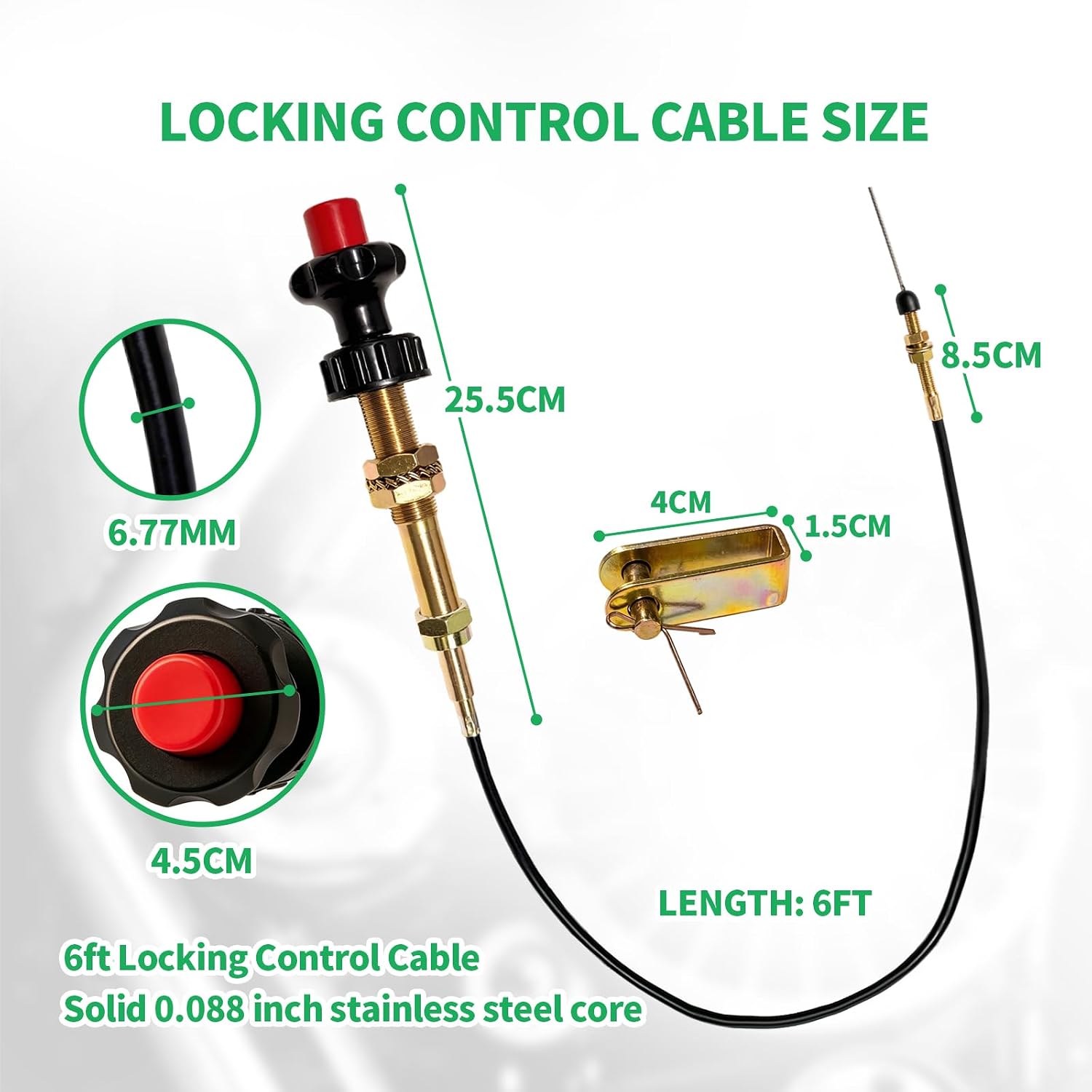 6FT Heavy Duty Vernier Adjustable Lock Cable Red Locking Adjustable Heavy Duty Vernier Control Cable Part Number VCGTX06 Compatible with Industrial & Commercial PTO Dump Control Cable