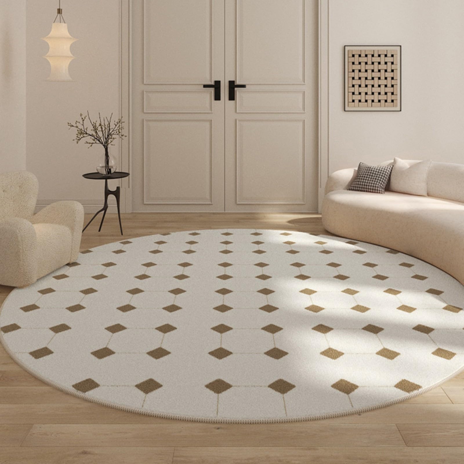 Tapis de chambre doux 80x80 cm à carreaux pour sublimer votre déco