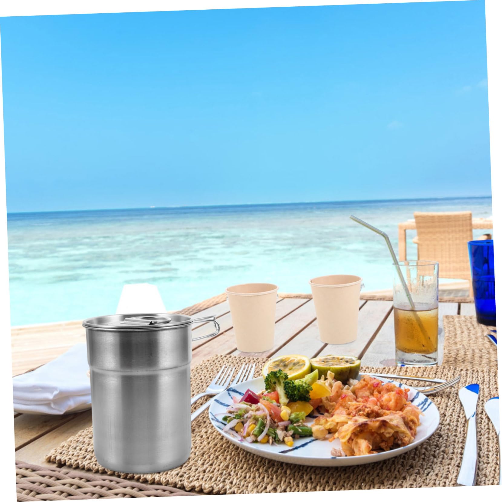 TOYANDONA 2 Stück Teiliges Set Tragbarer Camping Kaffeebecher mit Faltbarem Griff Auslaufsichere Wasserbecher für Picknick Reisen und Wandern Vielseitig Einsetzbar
