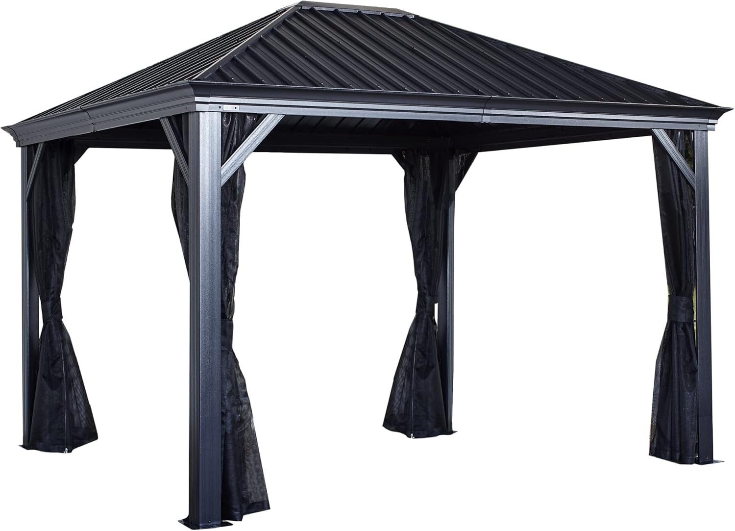 Sojag Outdoor 10' x 14' Marsala Hardtop Gazebo Heavy Duty Aluminum Outdoor Sun Shelter, Black