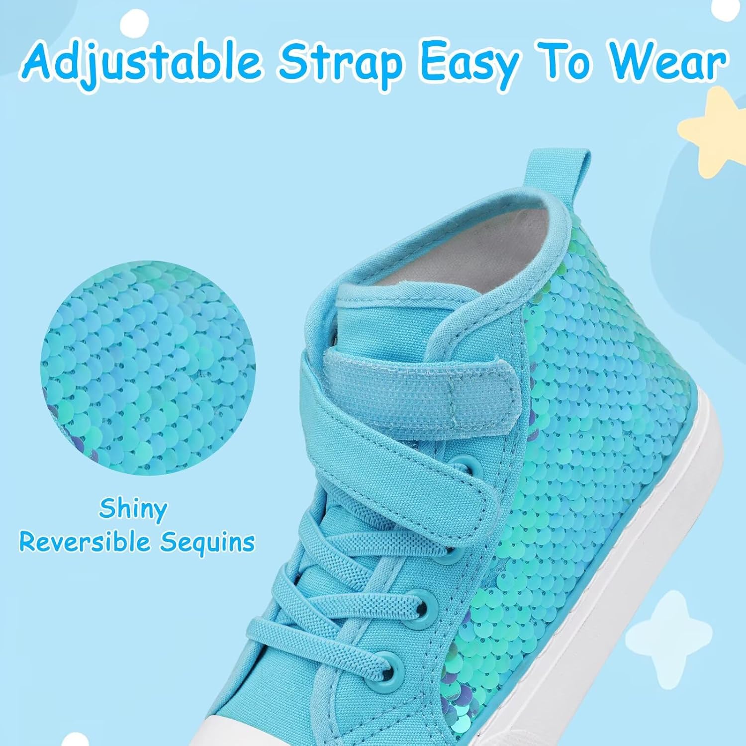 Toddler Girls Sparkle Canvas Shoes High Top Sneakers Little Big Kids Boys Walking Cushioned Shoes Toddler 8-Big Kid 3 - Image 5