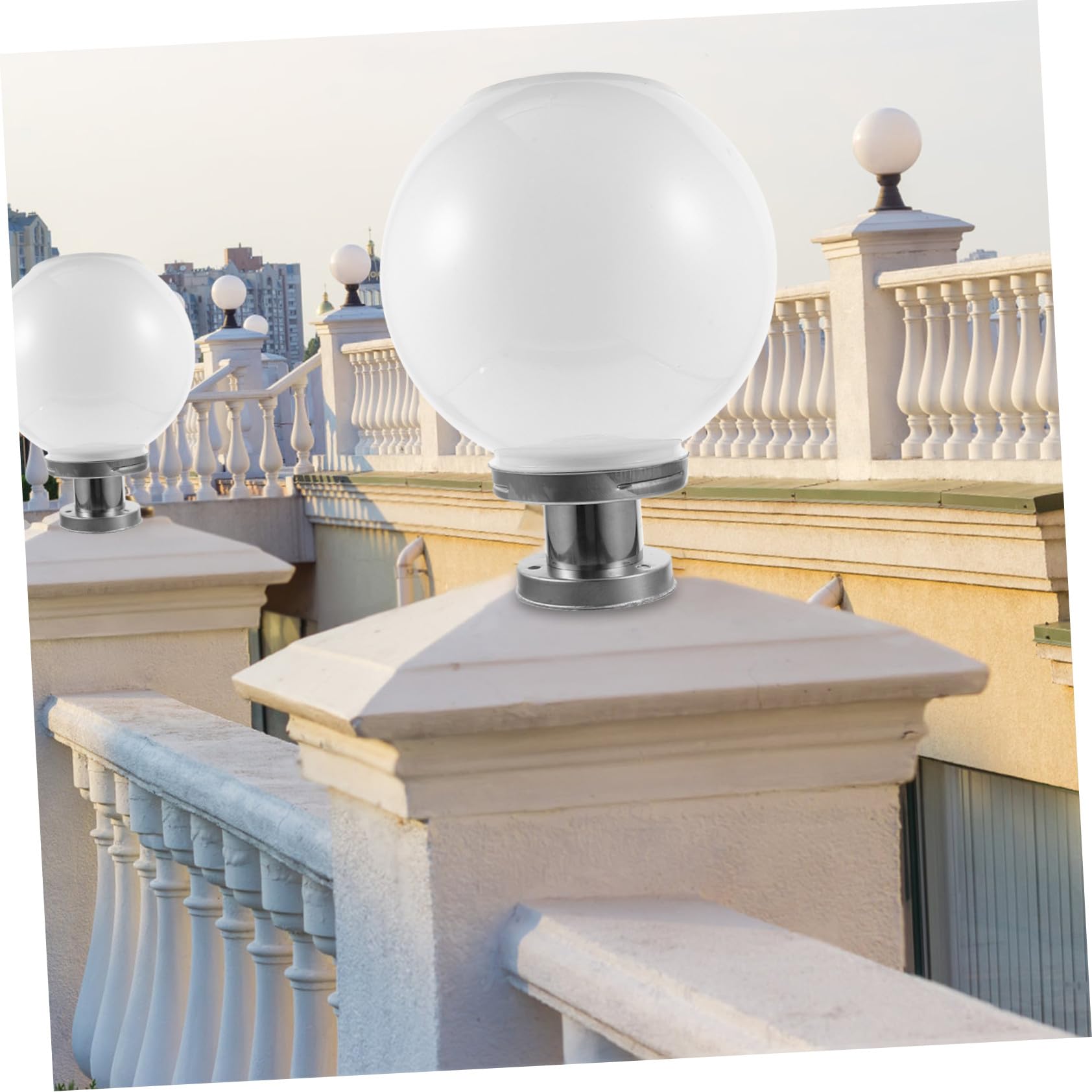 Homoyoyo Lampada Solare da Esterno Bianca a Sfera per Colonna