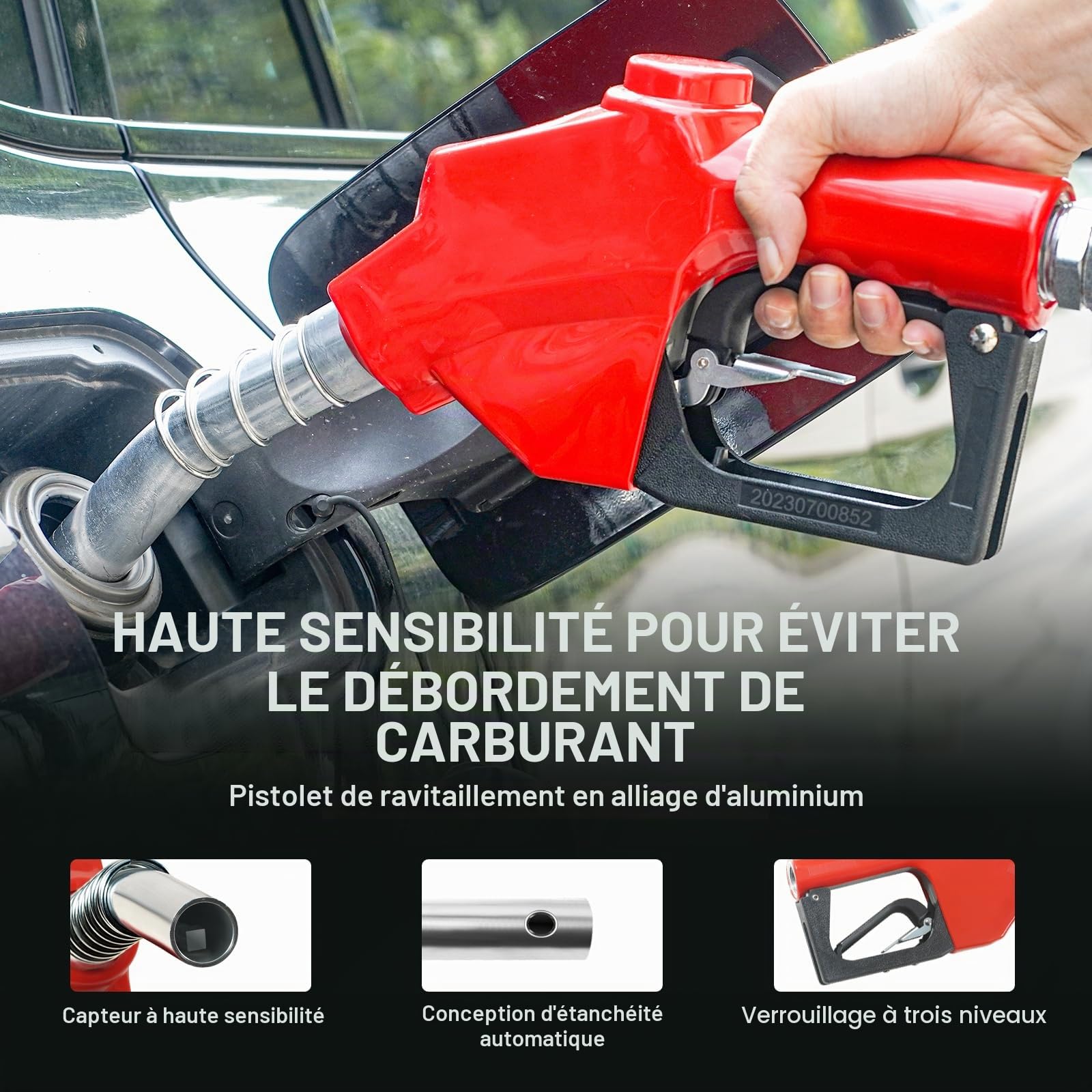 VEVOR Enrouleur de Tuyau de Carburant 19 mm x 20 m​ Dévidoir Tuyau de Diesel Rétractable Extra Long en Caoutchouc NBR Buse de Ravitaillement Auto 300 PSI pour Avion, Bateau, Véhicule, Camion-citerne