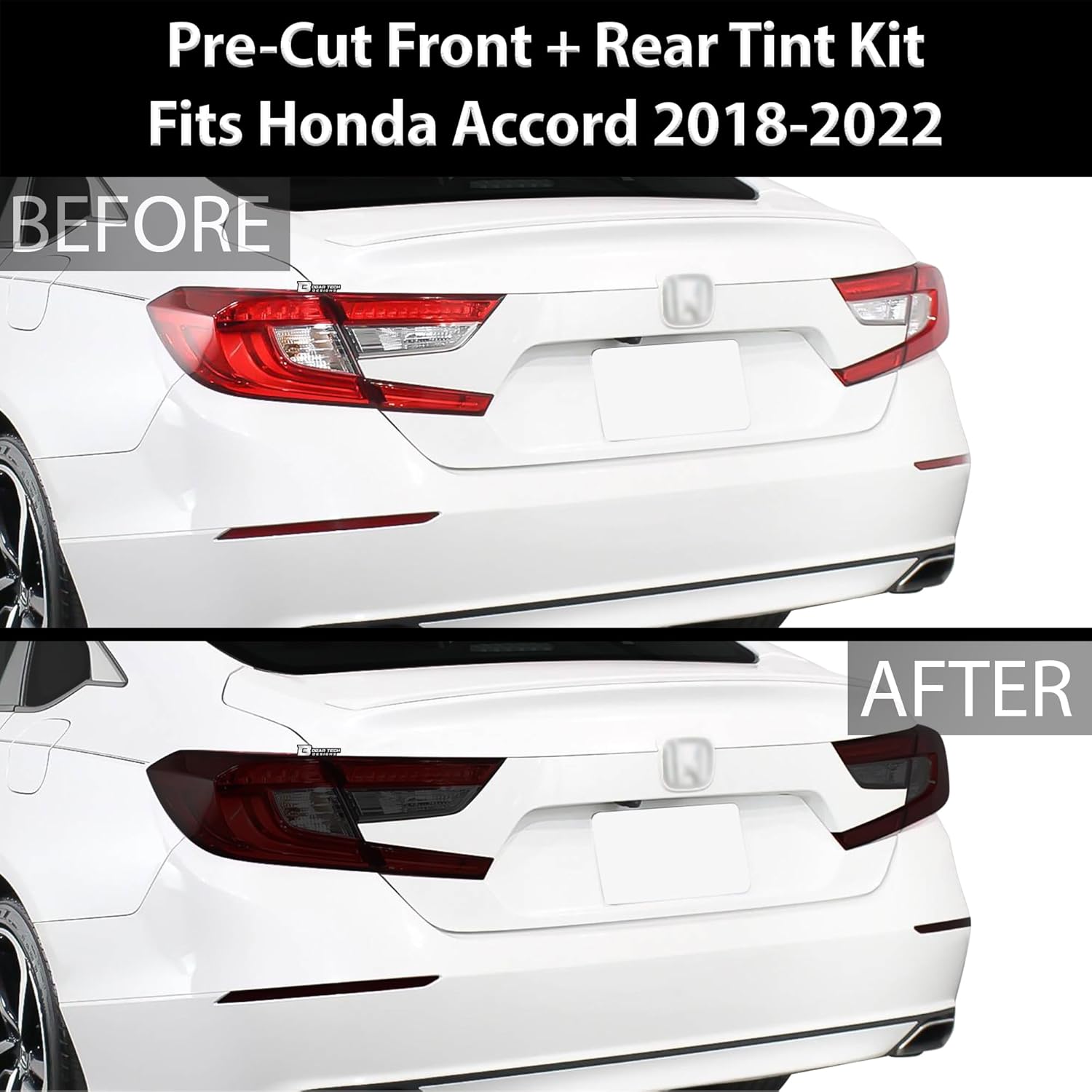 BOGAR TECH DESIGNS - Precut Complete Head Light Tail Light Tint Kit Compatible with Honda Accord 2018-2022, Dark Smoke