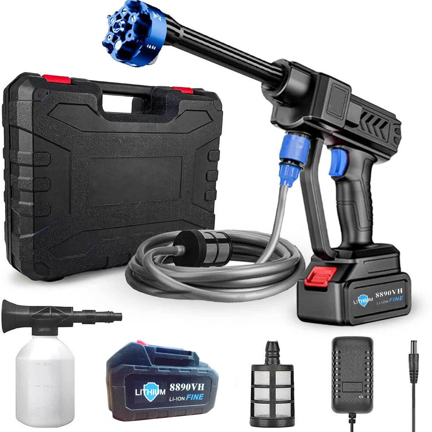 JANCOM 48V Portable Pressure Washer Gun with 6 in 1 Nozzle 48V Rechargeable Battery Pressure Washer for Car Floor Cleaning High Pressure Water Gun with Cordless Rechargeable 6 Ways to Spray-image-39