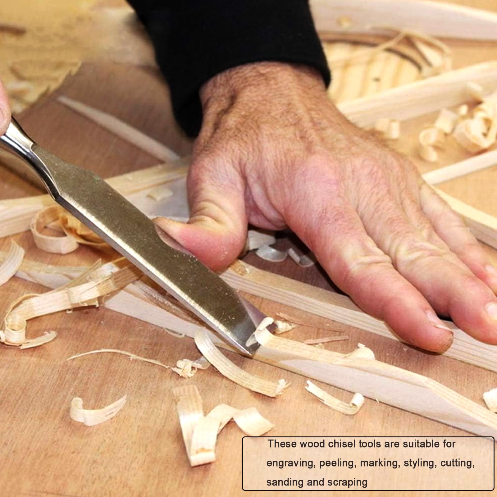 Ash handle,Stemmeisen Schleifstein Set, 6 Stück Holzbearbeitungswerkzeuge Holzschnitzerei Hand Meißel Werkzeug Holzbearbeitung Meißel Set Stechbeitel Set