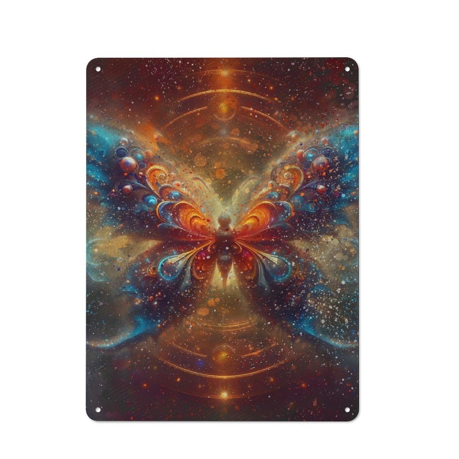 Cosmic Butterfly Decorative Painting Understated Metal Wall Decor 40x30cm, Office Metal Sign for Office, Study, Studio Or Hallway