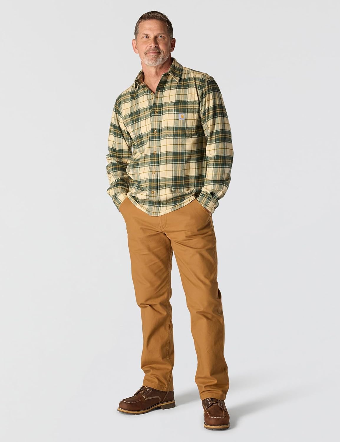 Carhartt Mens Rugged Flex Relaxed Fit Midweight Flannel Long-Sleeve Plaid Shirt - Image 4