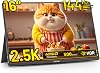 Portable Monitor 2.5K 16 Inch 144Hz Portable Monitor with FreeSync| HDR 500Nits 1200:1 100% sRGB 2560 * 1600 QHD IPS Screen HDMI USB C for PC Laptop Phone Switch PS5 Xbo VESA Compatible