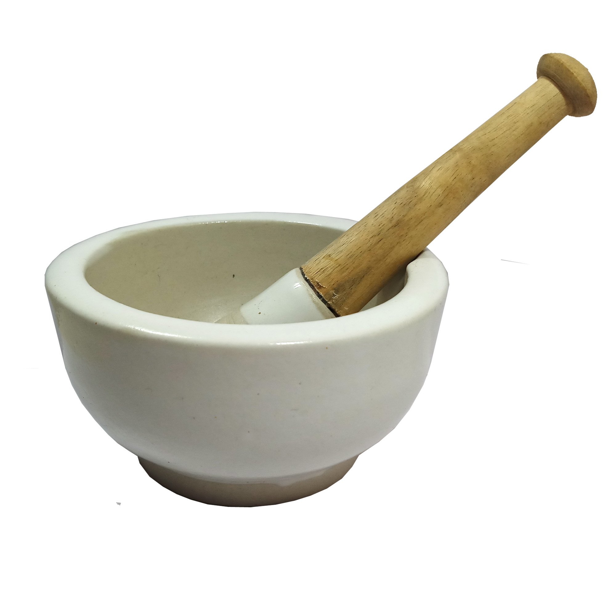 Porcelain Mortar & Pestle, Ukhali Masher Set, 5 inches, White.