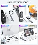 Aceele 10Gbps USB Hub 3.2 with 2 USB A & 2 USB C 3.2 Ports, USB 3.2 Splitter with 4Ft Extension Long Cable Cords, Aliuminum Multiple USB Extender for Laptop, PC, PS4/5, Hard Drive and More