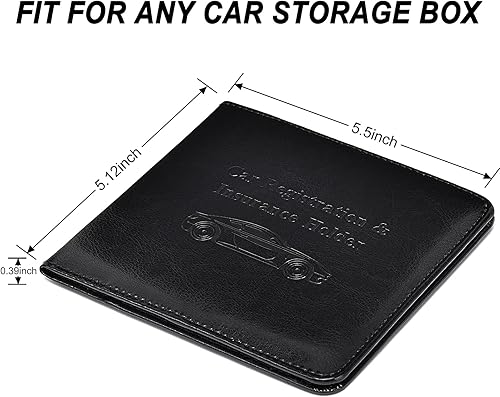 Miniatura 2 de HERRIAT Tarjetero de registro y seguro de automóvil, guantera de cuero para vehículos, documentos de automóvil, organizador para identificación,