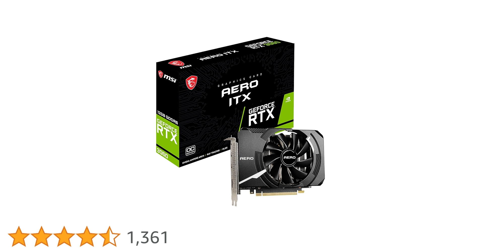グラフィックボード・グラボ・ビデオカード MSI GeForce RTX 3060 AERO ITX 12G VD7870 Amazon | MSI GeForce RTX 3060 AERO ITX 12G OC グラフィックス