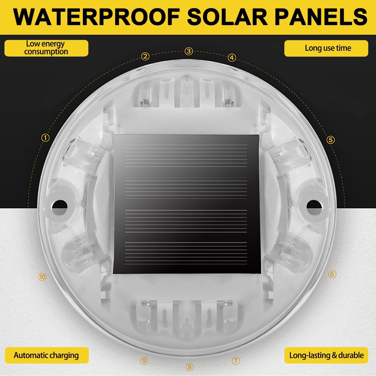 LED-Solar-Sicherheitspoller – langlebiger Verkehrsleitpfosten aus Metall mit Reflektorstreifen für Parkbarrieren, ideal für verkehrssensible Bereiche (Gelb)
