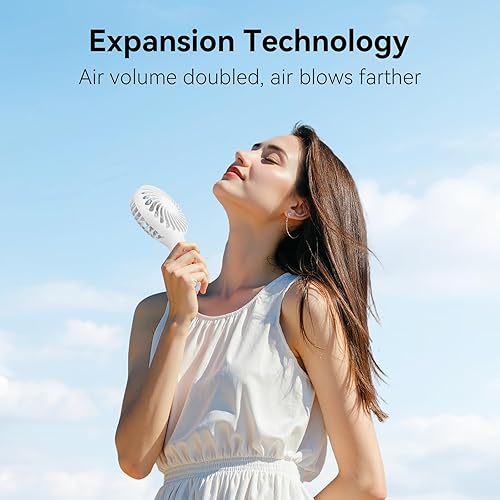 Miniatura 10 de HonHey Ventilador de mano portátil, mini ventilador de mano con batería recargable USB, ventilador de mesa de escritorio personal de 4 velocidades