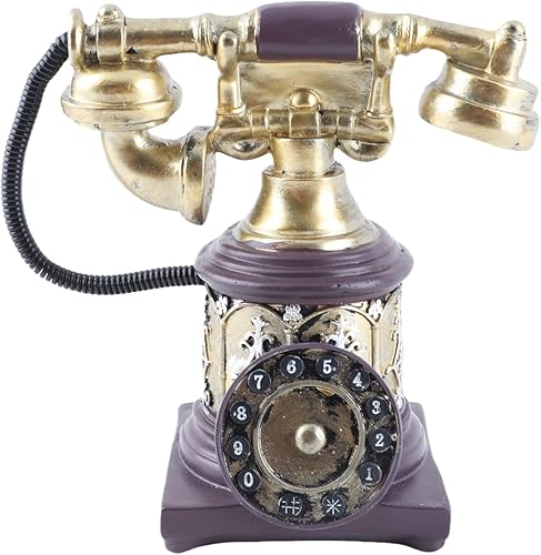 Antique Telephone Ornament, Vintage Landline Phone Decor, Retro Rotary Dial Design with Exquisite Handmade Craftsmanship, Resin Decorative Telephone