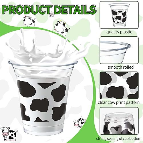 Miniatura 4 de Umigy Paquete de 100 vasos desechables de plástico con tapas y pajitas, vasos desechables de 12 onzas para jugo, agua, café, fiesta de verano,