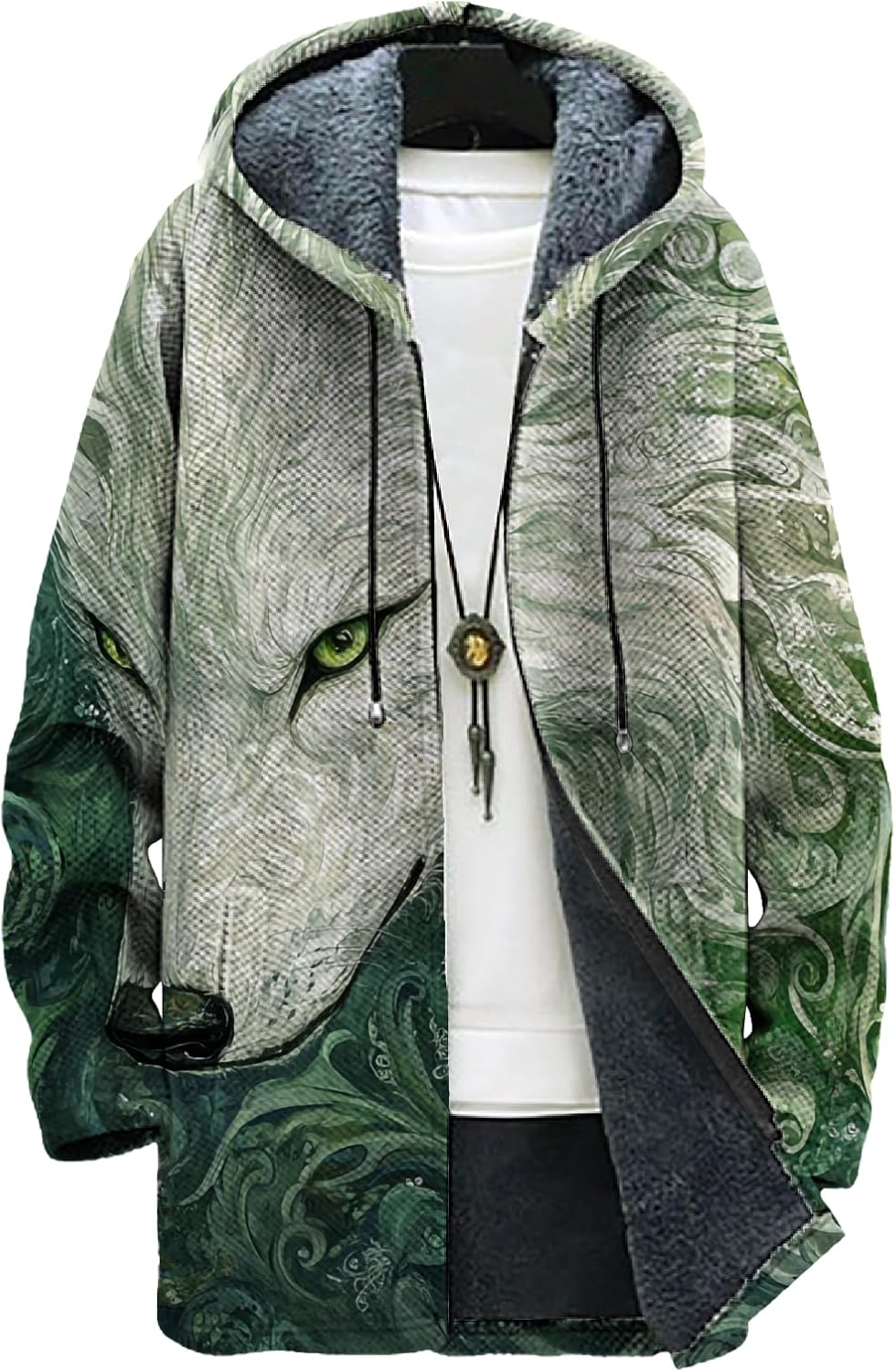 domirica Mens Hooded Cardigan Japanese Art Zip Up Long Sleeve Sweater Hoodie Dragon Print Coat with Pockets