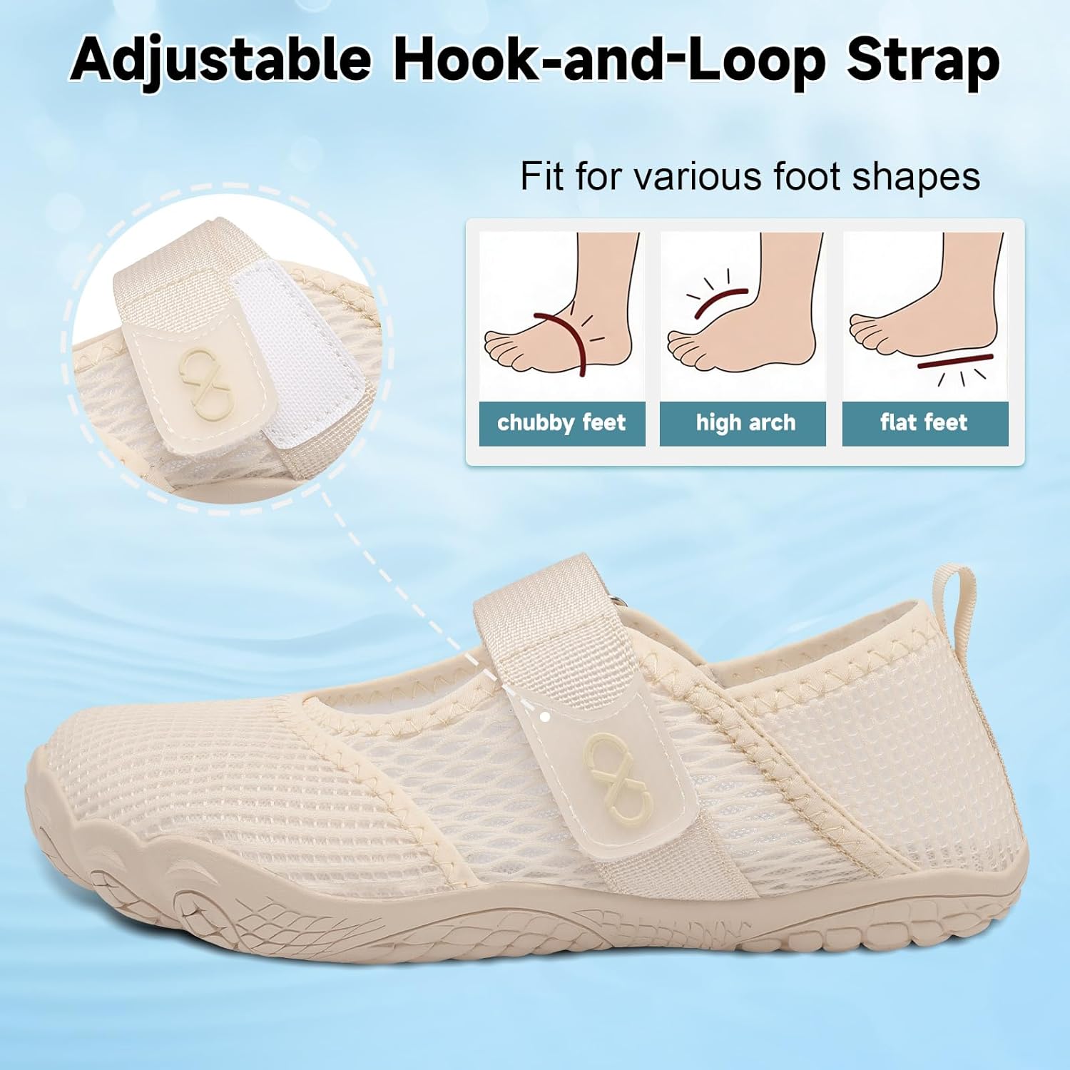 XIHALOOK Water Shoes for Women Wide Toe Minimalist Barefoot Quick-Dry for Beach Swim Pool Surf Yoga Womens Adjustable Walking Shoes - Image 4