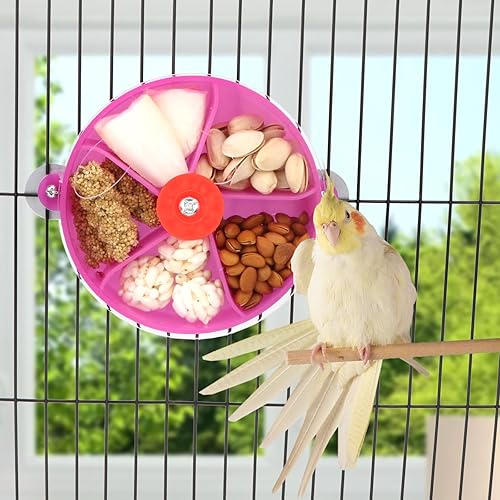 Miniatura 2 de Bird Creative Foraging System Wheel Seed Food Ball Rotate Training Toy for Small and Medium Lorts Periquito Cockatiel Conure (Púrpura)