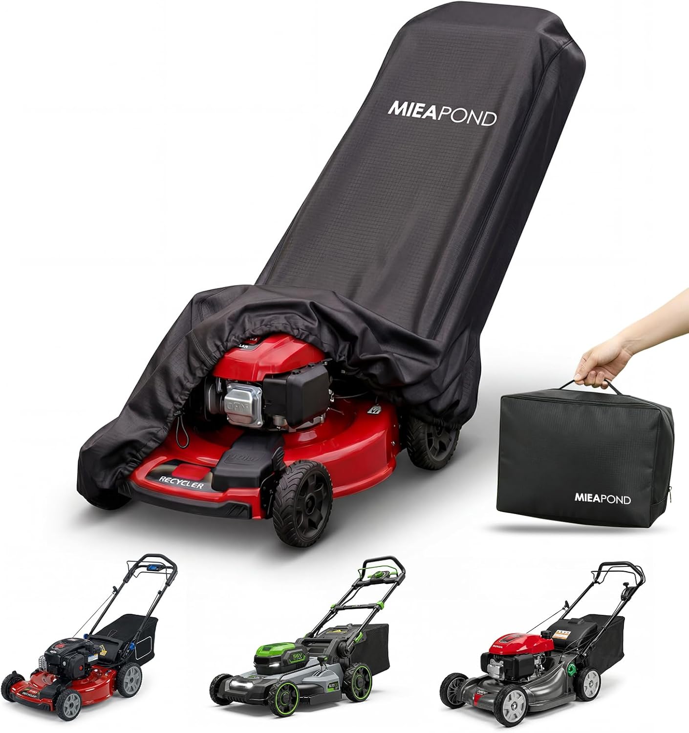 Heavy Duty Waterproof Lawn Mower Cover - Universal Fit for 20-22" Push & Self-Propelled Lawnmowers, Fits Toro Honda Ryobi EGO Greenworks Troy-Bilt and More, Outdoor Storage Protection