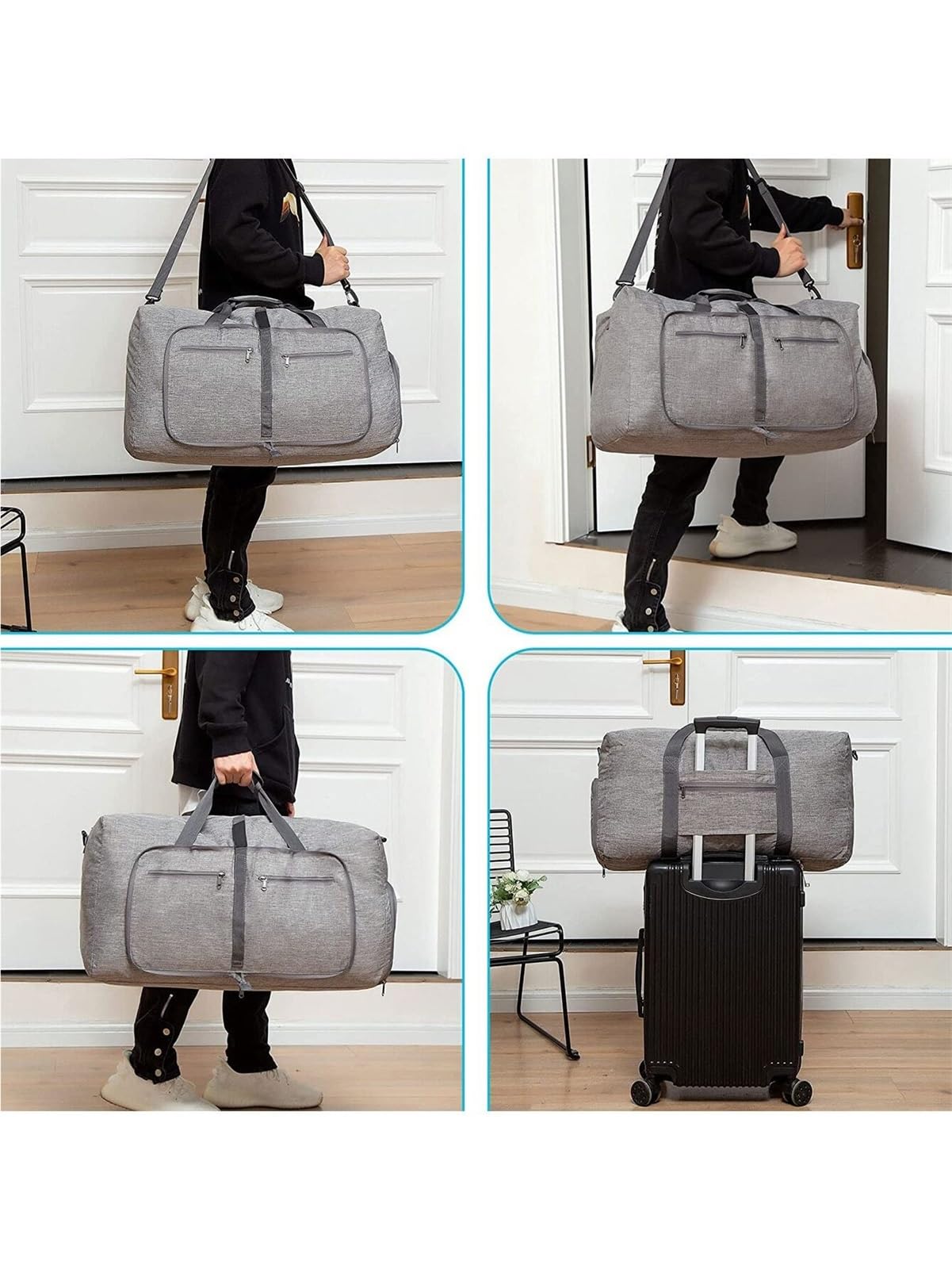 Bolsa de Viaje Deporte Grande Bolsa de Viaje, Bolsos Mano Gran Capacidad, Bolsas Equipaje for Hombres y Mujeres, Bolso Hombro for Exteriores, Impermeable Fin Semana(Green)