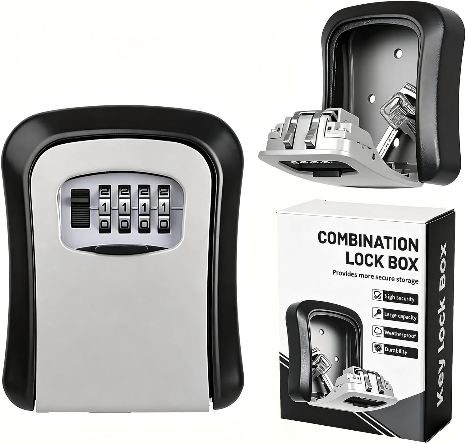 Key Safe Wall Mounted, Lock Box Outdoor, Combination Box, 10 * 7 * 4cm