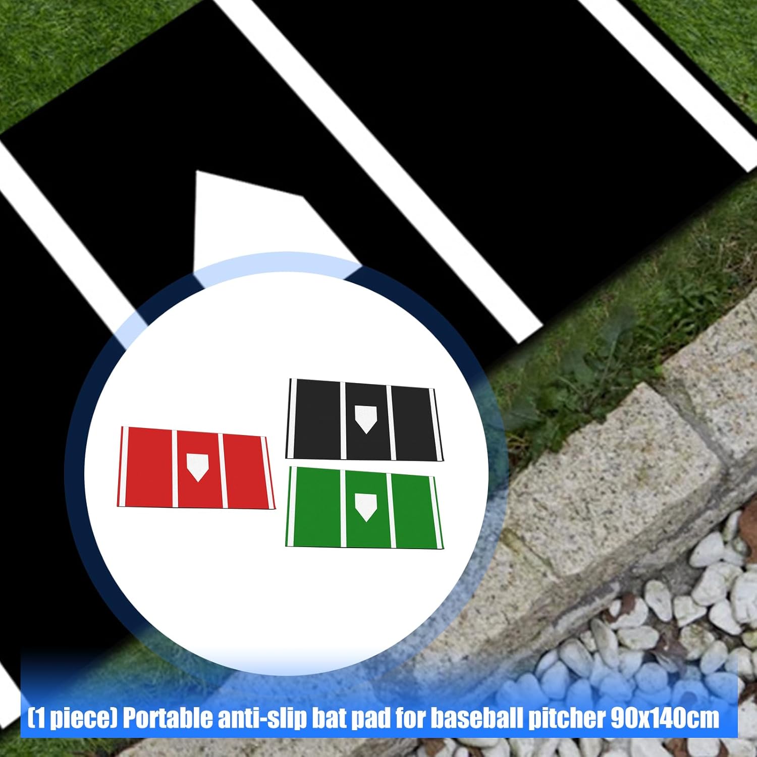 Flexible Backing Picks Pitcher's Mat 90x140cm for Baseball Baseball Training with Professional Plan and Not Slip Face Transportable Tone Mat