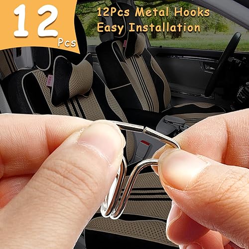 Miniatura 3 de Juego de 24 fundas de asiento de automóvil, ganchos de metal con placa de ciruela, 12 fundas de plástico para asientos de automóvil y 12 ganchos de