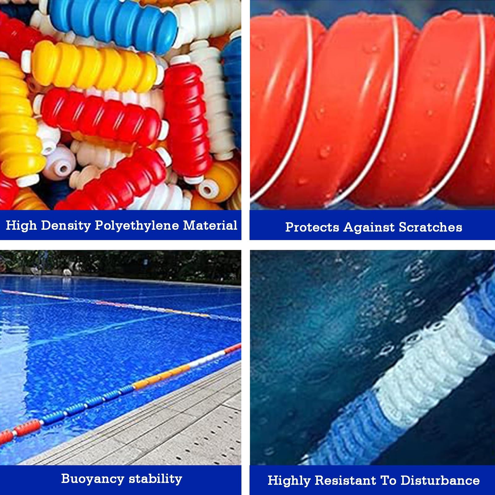 Générique Ligne de sécurité pour Piscine, kit de Flotteur en Corde de Nylon Durable pour Parc Aquatique et Plage, Installation Facile – Barrière de sécurité pour équipement de Piscine de 3 mètres