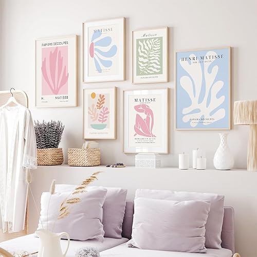 Miniatura 6 de Henri Matisse - Póster de pared de 8 x 10 pulgadas sin marco, arte de pared en lienzo rosa y azul, pintura pastel danesa de Henri Matisse, póster de