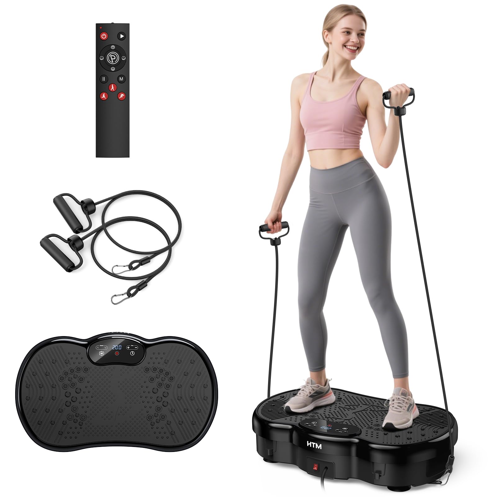 Vibration Plate Exercise Machine - 300 lbs Weight Capacity 120 Speed Levels 9 Workout Modes for Home Fitness