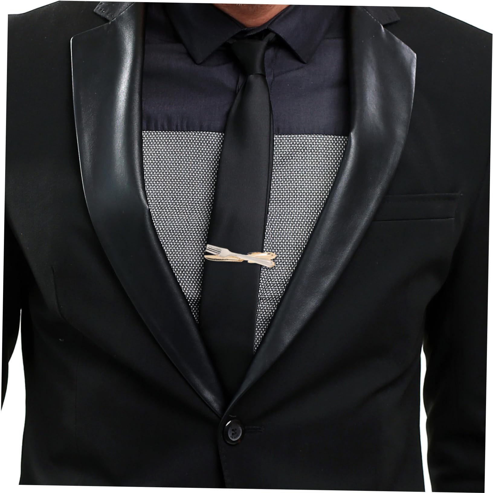 FOMIYES Fermacravatta Uomo Design Posate, Clip Elegante in Rame | Forma Forchetta e Coltello, Stile Minimal Business, Adatta a Matrimoni e Riunioni